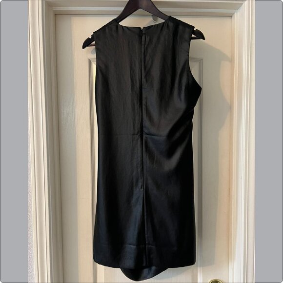 French Connection Faux Leather Black Drape Dress - size 10 - Picture 2 of 6